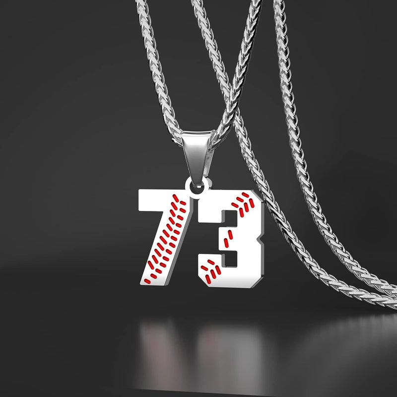 Wikavanli Personalized Baseball Jersey Number 00-99 Necklace - Stainless Steel Baseball Chain Pendant Necklace - Team Jewelry Gift for Boys, Girls, Men, Women - Image 2